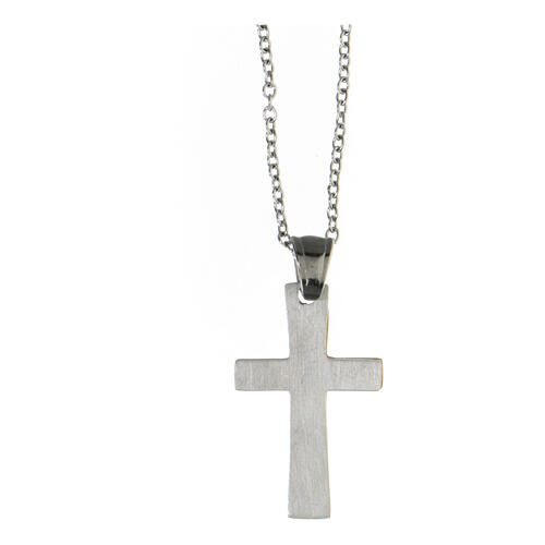 Cross pendant with gilded broken layer, supermirror stainless steel, 1.2x0.8 in 3
