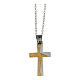 Cross pendant with gilded broken layer, supermirror stainless steel, 1.2x0.8 in s1