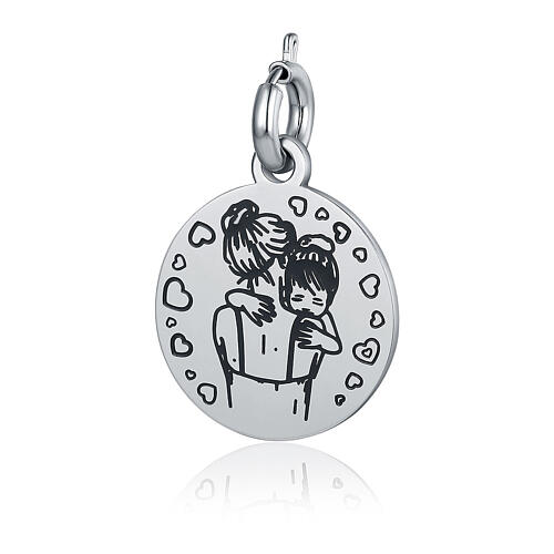 Charm Mamma 'Abbraccio' acciaio anallergico pendente 16 mm 1