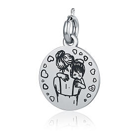Mom 'Hug' Pendant Hypoallergenic Stainless Steel, 16 mm