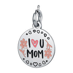 Charm "I Love U Mom", hypoallergenic steel