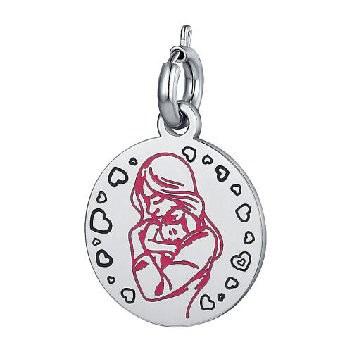 Charm Mamma 'Abbraccio rosa' acciaio anallergico 16 mm 1