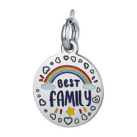Berloque Mãe "Best Family" aço hipoalergênico colorido 16 mm
