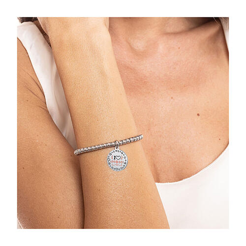 Colgante Mamá "I Love Mom" acero hipoalergénico frase rosa 2