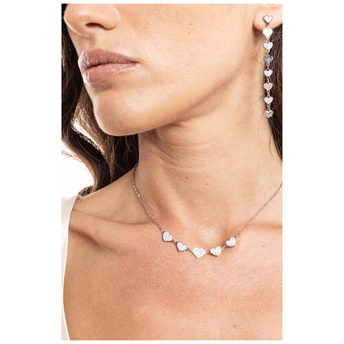 Collar corazones zircones blancos acero hipoalergénico 2