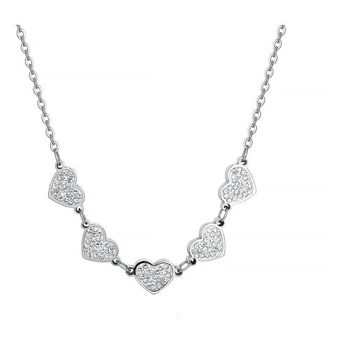 Collier coeurs zircons blancs acier hypoallergénique 1