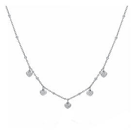 Collier 5 breloques coeurs zircons acier inoxydable