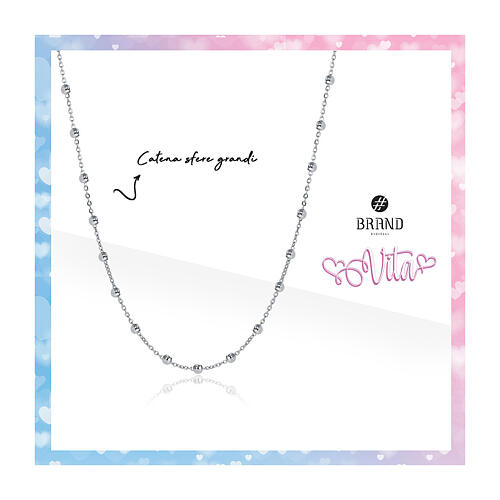 Necklace with 0.12 in beads for angel caller, stainless steel, 40 in 2