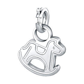 Mini rocking horse charm in hypoallergenic stainless steel