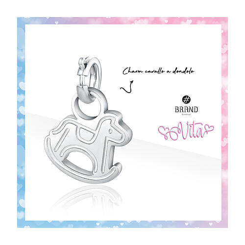 Mini rocking horse charm in hypoallergenic stainless steel 2