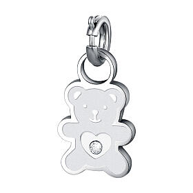 Mini charm white zircon bear in hypoallergenic stainless steel