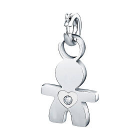 Mini Charm Kind mit weißem Zirkonia aus hypoallergenem Edelstahl