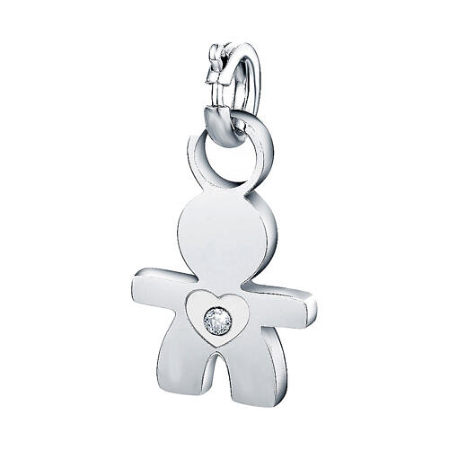 Baby boy charm in white hypoallergenic zircon stainless steel 1