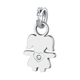 Mini charm girl in white zircon hypoallergenic steel