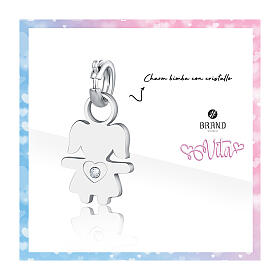 Mini charm girl in white zircon hypoallergenic steel