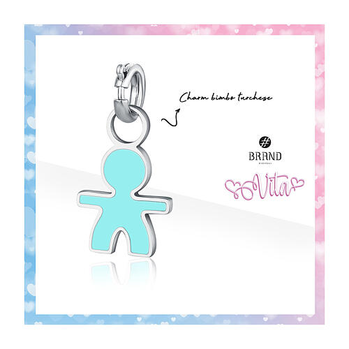 Light blue boy, mini charm of enamelled hypoallergenic steel 2