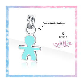 Mini turquoise baby boy charm enameled hypoallergenic stainless steel