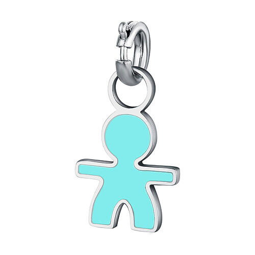 Mini turquoise baby boy charm enameled hypoallergenic stainless steel 1