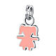 Mini charm bimba rosa acciaio ipoallergenico s1