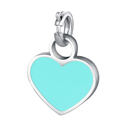 Mini charm cuore azzurro acciaio ipoallergenico 1