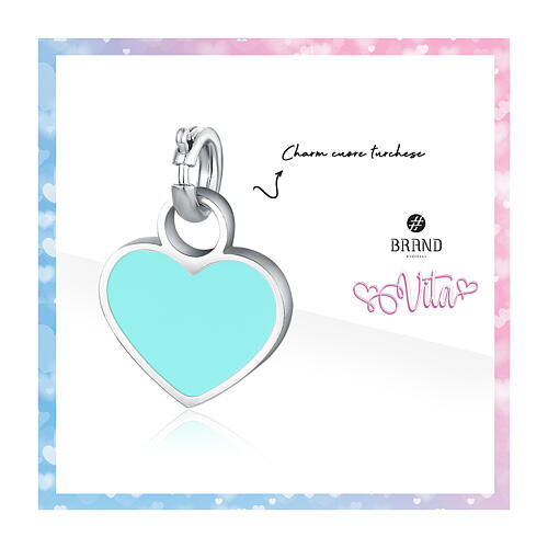Mini charm cuore azzurro acciaio ipoallergenico 2