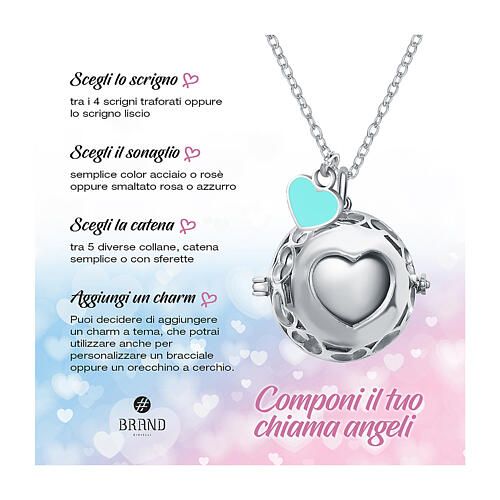 Mini charm cuore azzurro acciaio ipoallergenico 3