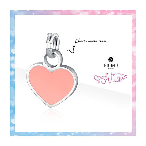 Mini pink heart charm hypoallergenic stainless steel 2