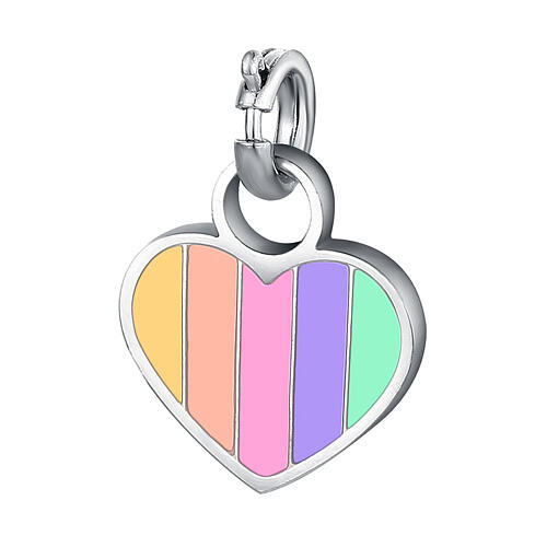 Mini breloque coeur arc-en-ciel acier hypoallergénique émail 1
