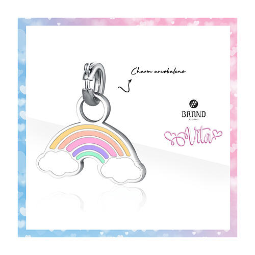 Mini charm arcobaleno acciaio ipoallergenico smaltato 2