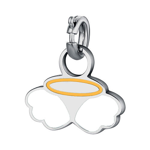 Angel's wings mini charm, enamelled hypoallergenic steel 1