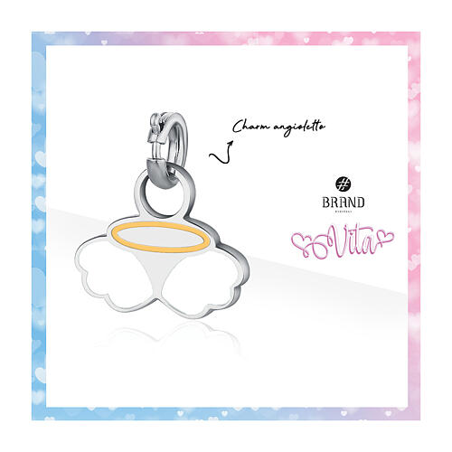 Mini angel wing charm in hypoallergenic enamel-coated steel 2