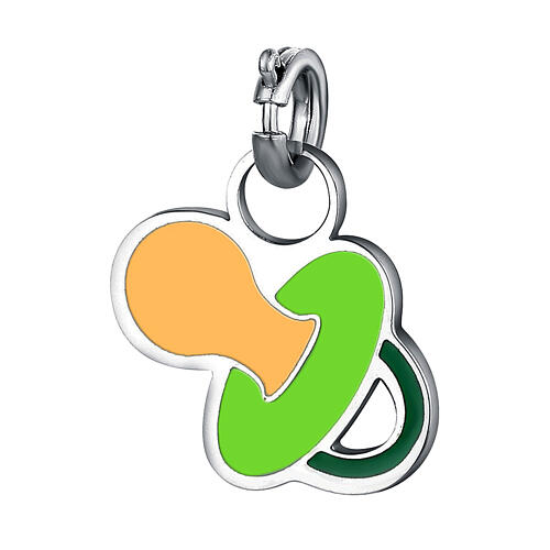 Mini charm ciuccio acciaio ipoallergenico smaltato 1
