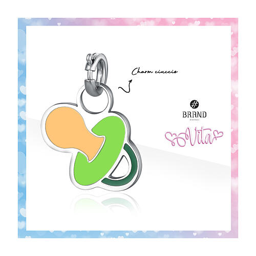 Mini pacifier charm enameled hypoallergenic steel 2