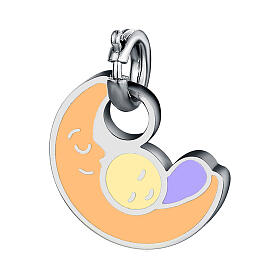 Mini moon and baby charm in hypoallergenic stainless steel
