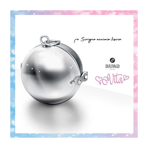 Medalhão gaiola para bola da gravidez aço hipoalergênico brilhante 25 mm 2