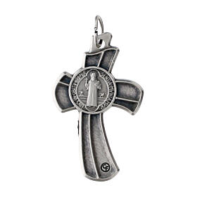 Zamak cross pendant with Saint Benedict medal, 1.2x0.8 in