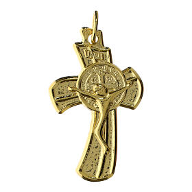 Pendentif croix dorée Saint Benoît 3x2 cm