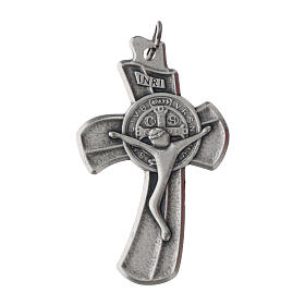 Crucifix with St. Benedict medal, 1.5x0.9 in, zamak cross pendant