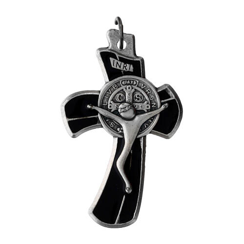 Croix pendentif fond noir 4x3 cm zamak 1