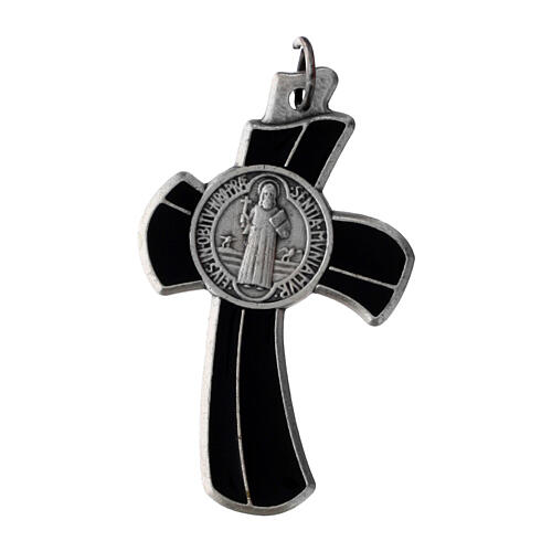 Croix pendentif fond noir 4x3 cm zamak 2