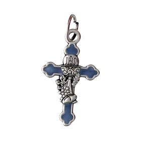 Blue background cross pendant, 1.2x0.8 in, zamak