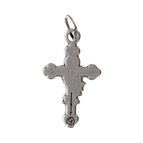 Blue background cross pendant, 1.2x0.8 in, zamak 2