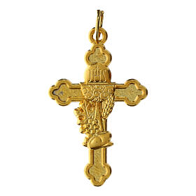 Golden budded cross pendant, 1.5x0.8 in