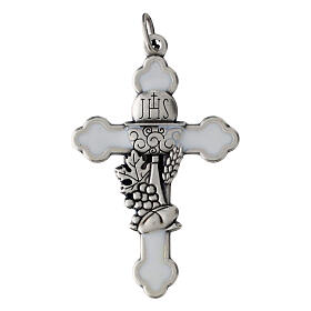 Budded cross pendant, 1.6x0.8 in, zamak with white background