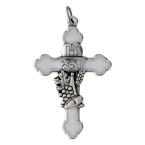 Cross pendant 4x2 cm white background zamak 1