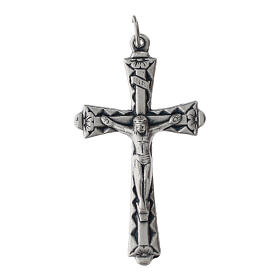 Zinc Crucifix Pendant Floral, 5x2 cm