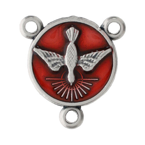 Médaille pour chapelet 1,5 cm Saint-Esprit en zamak fond rouge 1