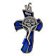 Pendentif croix 4x3 cm en zamak fond bleu s1