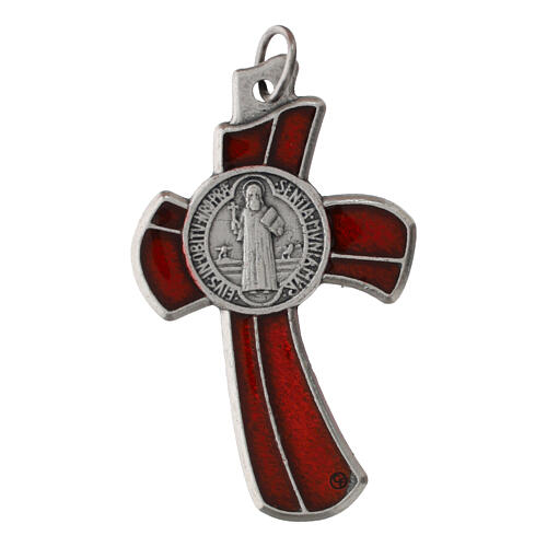 Cross pendant zamak with red background 4x3 cm 2