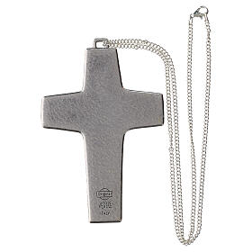 Collier croix Bon Pasteur 10x7 cm nickel